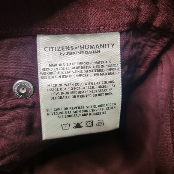 Citizens of Humanity Sz 26 Rocket High Rise Skinny Velour Pants in Black Currant - Picture 6 of 9